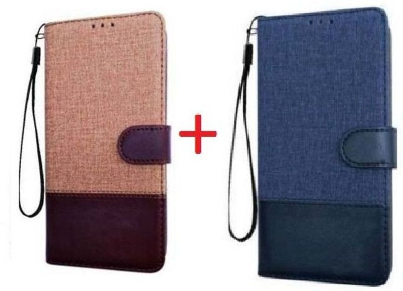 RharanxyN Flip Cover for MOTOROLA Edge 20 Fusion  (Brown, Blue, Dual Protection, Pack of: 2)