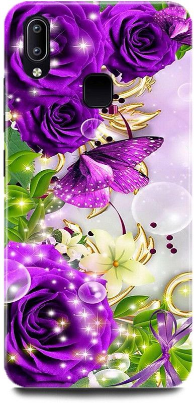 DIKRO Back Cover for Vivo Y91, 1811, PURPLE, ROSE, FLOWER, GOLDEN, ART  (Multicolor, Hard Case, Pack of: 1)