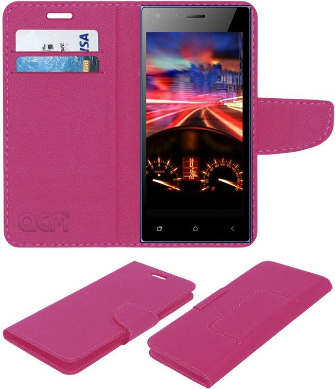 ACM Flip Cover for Micromax Canvas Xpress 4G Q413  (Pink, Cases with Holder, Pack of: 1)