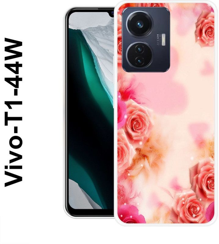 SHIVKUDI Back Cover for Vivo T1 44W  (Pink, Beige, Silicon)