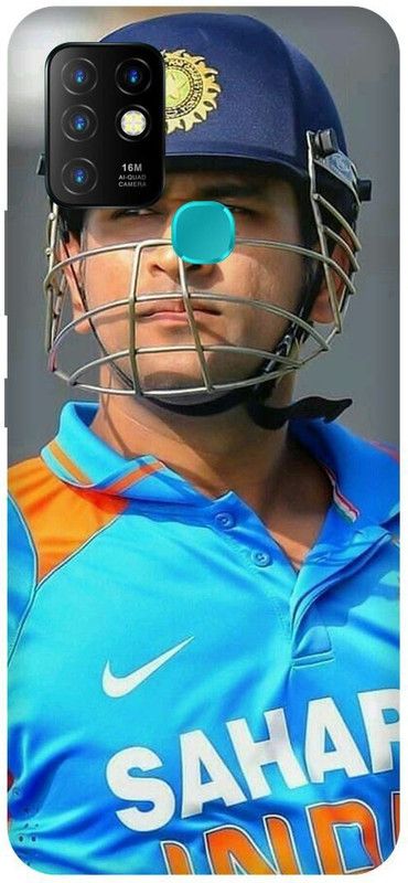 FIKORA Back Cover for Infinix Hot 10, X682B, MS, DHONI, MAHENDRA, SINGH, DHONI, CSK, PLAYER  (Blue, Hard Case, Pack of: 1)