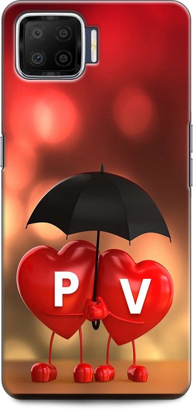KEYCENT Back Cover for OPPO F17, CPH2095 P V, P LOVES V, NAME, LETTER, ALPHABET, PV LOVE, HART, BLUE  (Multicolor, Pack of: 1)