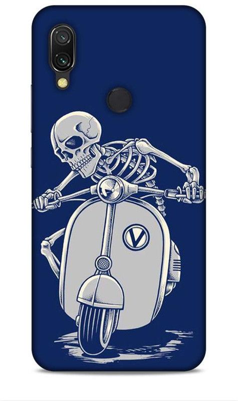 Keviv Back Cover for Mi Redmi 7  (White, Blue, 3D Case, Pack of: 1)
