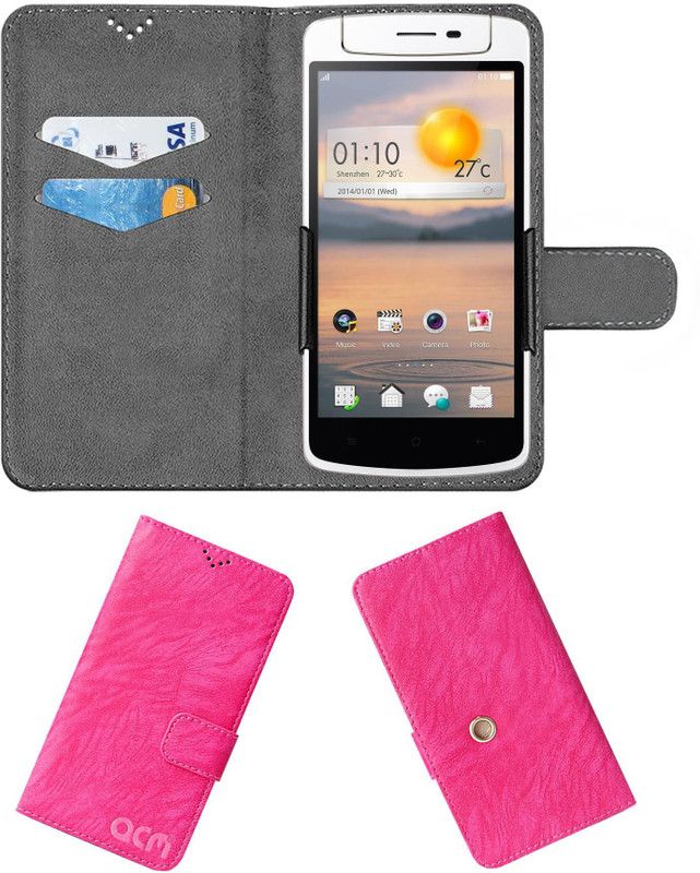 ACM Wallet Case Cover for Oppo N5111  (Pink, Cases with Holder, Pack of: 1)