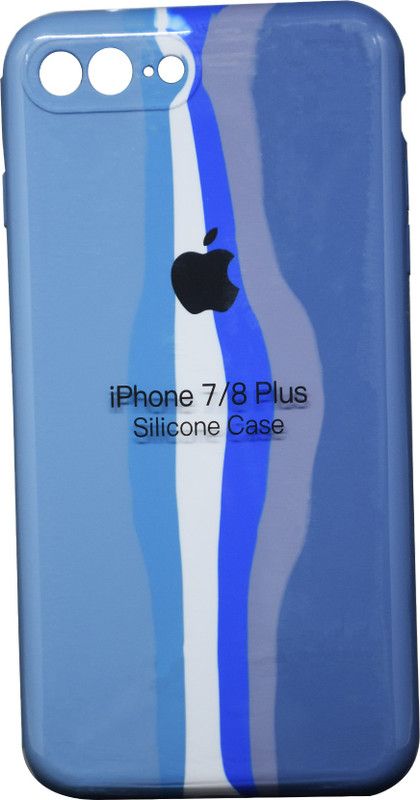 i-FiX Back Cover for Apple iPhone 8 Plus, Soft Grip Liquid Silicone Rainbow Case Back Cover  (Multicolor, Blue, Shock Proof, Silicon)
