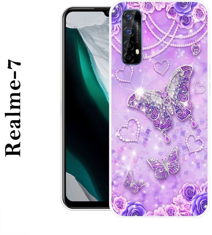 SIMAWAT Back Cover for Realme 7  (Purple, Grip Case, Silicon)