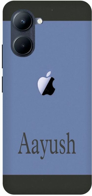 COVERJET Back Cover for REALME C33- RMX3624- APPLE- LOGO- AAYUSH- NAME- PATTERN  (Blue, Hard Case)