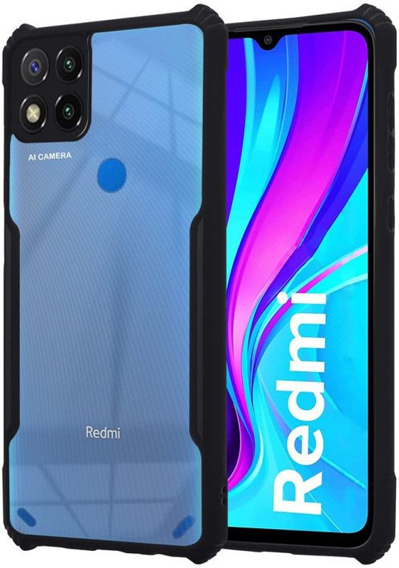 Cafune Back Cover for Redmi 9C  (Black, Transparent, Dual Protection, Pack of: 1)