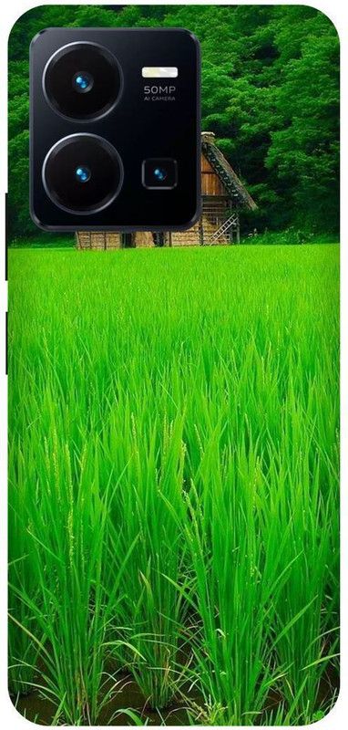FRONK Back Cover for vivo Y22, V2207, GREEN, HOUSE, GRASS  (Green, Hard Case, Pack of: 1)