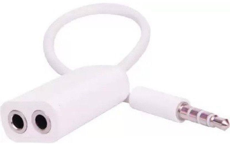 RRHR SALES White White Stereo Audio Male to 2 x 3.5mm Female Earphone Splitter Cable Phone Converter Phone Converter  (Android, IOS)