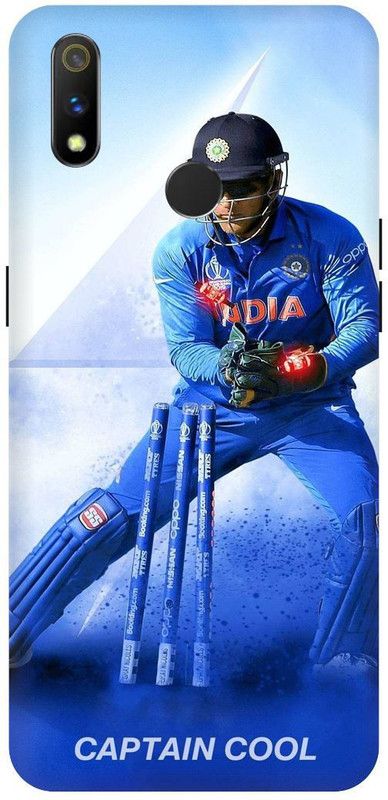 THE NARAYANA COLLECTIONS Back Cover for REALME 3-RMX1825-MSD,DHONI,INDIAN,CRICKETER  (Multicolor, Hard Case, Pack of: 1)