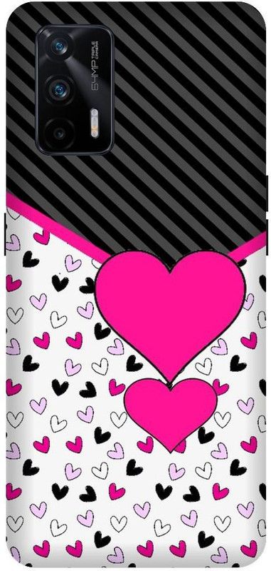 UMPRINT Back Cover for Realme X7 Max/RMX3031 Pink heart, Love Printed Back Cover  (Multicolor, Hard Case, Pack of: 1)