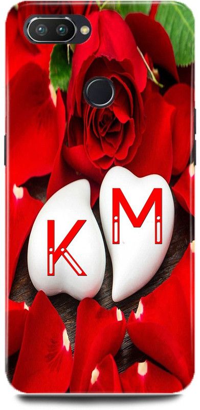 JUGGA Back Cover for Realme U1, K LOVES M NAME,K NAME, M LETTER, ALPHABET,K LOVE M NAME  (Red, Hard Case, Pack of: 1)