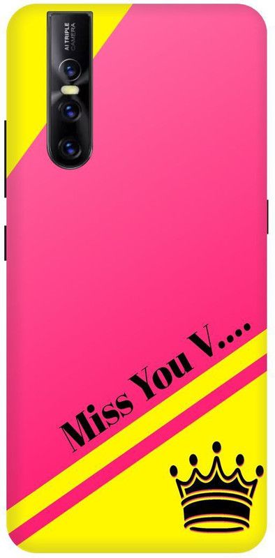 Bluvver Back Cover for Vivo V15 Pro, Vivo 1818, Printed Miss you V Letter Back Cover  (Multicolor, Hard Case, Pack of: 1)