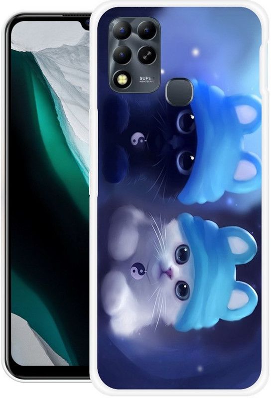 KUDI Back Cover for Infinix Hot 12  (Blue, White, Silicon)