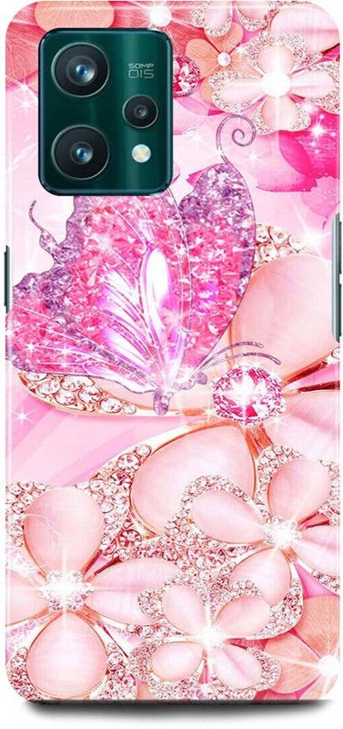 play fast Back Cover for realme 9i, RMX3491 PINK, GOLDEN, DIAMOND, BUTTERFLY, LOVE  (Pink, Hard Case, Pack of: 1)