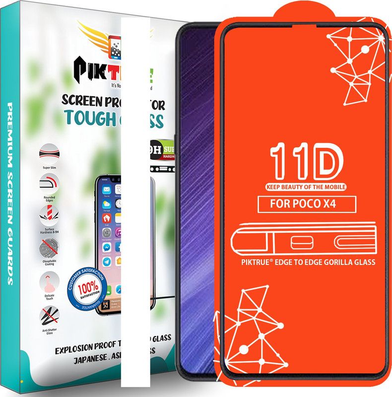 PikTrue Edge To Edge Tempered Glass for Poco X4  (Pack of 1)