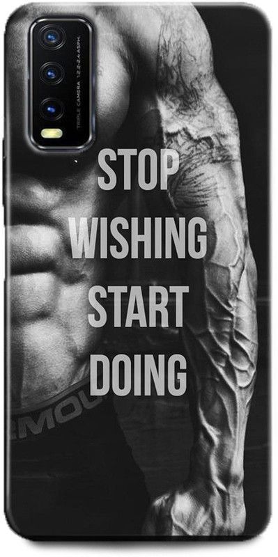 INDICRAFT Back Cover for Vivo Y12G, V2068 GYM, FITNESS, WORKOUT, STOP WISHING START DOING, SPORTS  (Multicolor, Dual Protection, Pack of: 1)