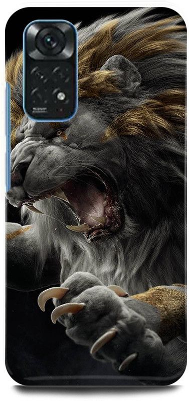 play fast Back Cover for Redmi Note 11 ANGRY, LION, SHER  (Brown, Hard Case, Pack of: 1)