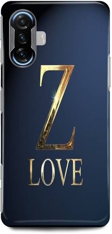 FUGGA Back Cover for POCO F3 GT , Z, LETTER, ALPHABET, LOVE, Z, NAME  (Gold, Hard Case, Pack of: 1)