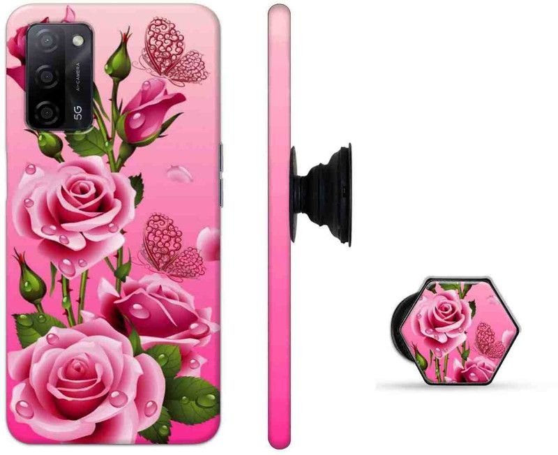 PRINTEDGE Back Cover for Oppo A53s, Oppo A16, Oppo A55  (Pink, Green, Cases with Holder, Pack of: 2)