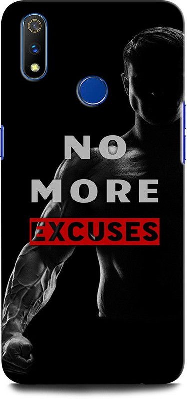 GRAFIQE Back Cover for Realme 3 Pro GYM, NO MORE EXCUSES, GYM LOVER, BODYBUILDING  (Multicolor, Shock Proof, Pack of: 1)