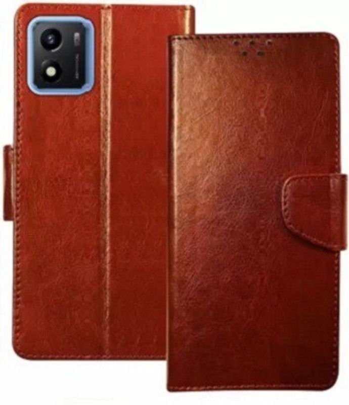 kentop Flip Cover for vivo Y01  (Brown, Shock Proof, Pack of: 1)