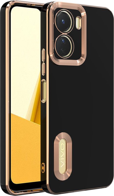 KartV Back Cover for Vivo Y16  (Black, Gold, Camera Bump Protector, Silicon, Pack of: 1)