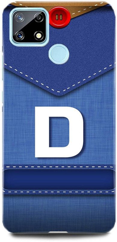 FUGGA Back Cover for Realme C12, RMX2189, D, LETTER, ALPHABET, BLUE, JEANS, PATTERN, D, NAME  (Multicolor, Hard Case, Pack of: 1)