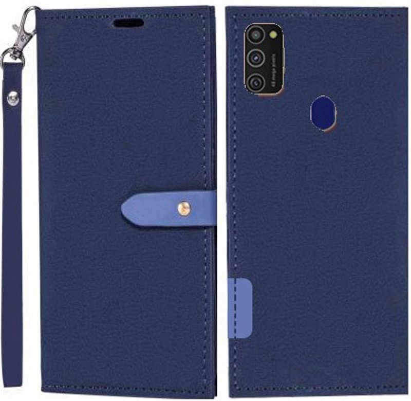 Krofty Flip Cover for Samsung Galaxy M21  (Blue, Cases with Holder, Pack of: 1)