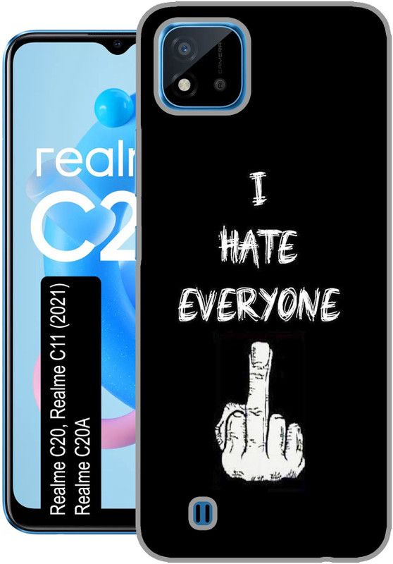 kudia Back Cover for Realme C20  (Black, White, Silicon, Pack of: 1)