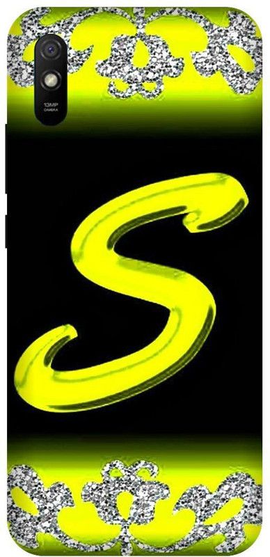PHONE WALEY.COM Back Cover for Redmi 9i ,MZB080UIN , S letter,S name S word , Printed Back Cover  (Yellow, Hard Case, Pack of: 1)