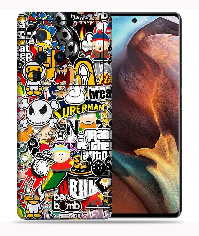 SkinoMania Vivo X80 Pro-5G Mobile Skin  (Multicolour Sticker-Bombing)