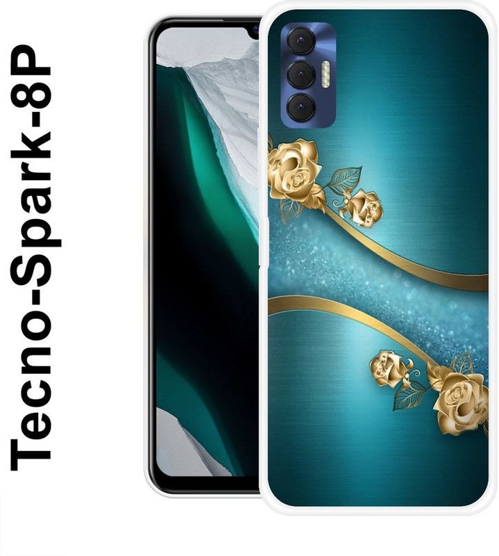JATLAND Back Cover for Tecno Spark 8P  (Blue, Gold, Grip Case, Silicon)