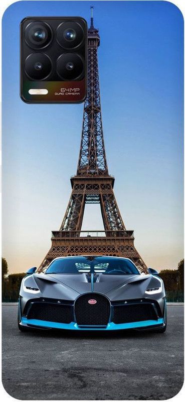 URCHIN Back Cover for Realme 8 Bugati, Paris, eiffel tower, sportscar  (Multicolor, Shock Proof, Pack of: 1)