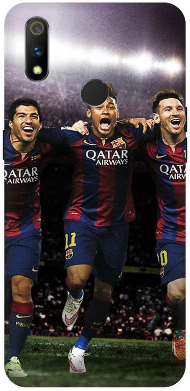 THE NARAYANA COLLECTIONS Back Cover for REALME 3i- RMX1827-NEYMAR,MESSI,FOOTBALL,ARGENTINA  (Multicolor, Hard Case, Pack of: 1)