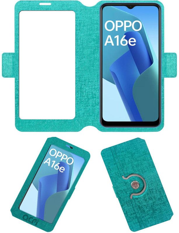 ACM Flip Cover for Oppo A16e  (Blue, Cases with Holder, Pack of: 1)