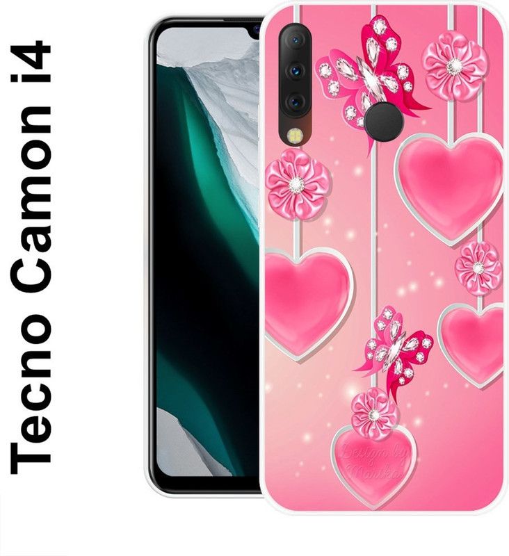 redfly Back Cover for Tecno Camon I4  (Pink, White, Grip Case, Silicon)