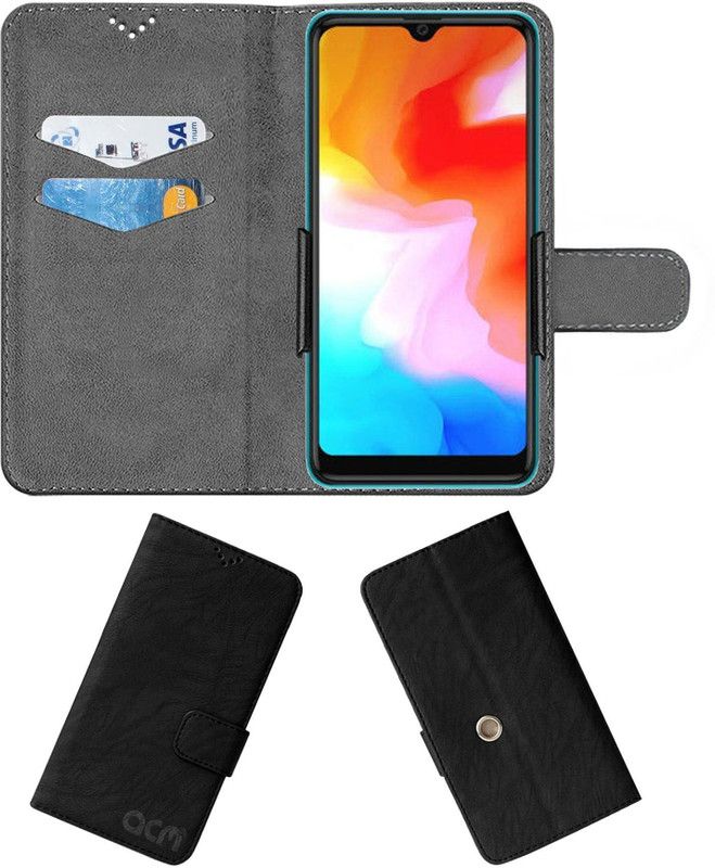 ACM Flip Cover for Ikall Z6  (Black, Cases with Holder, Pack of: 1)