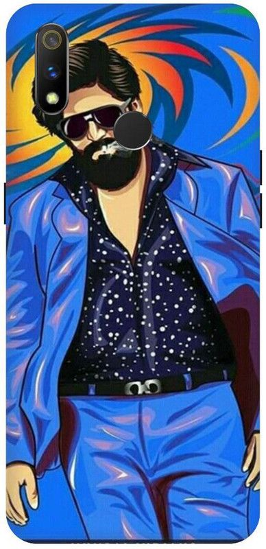 THE NARAYANA COLLECTIONS Back Cover for REALME 3-RMX1825-YASH,KGF,ROCKY,BHAI,MI,IPL  (Multicolor, Hard Case, Pack of: 1)
