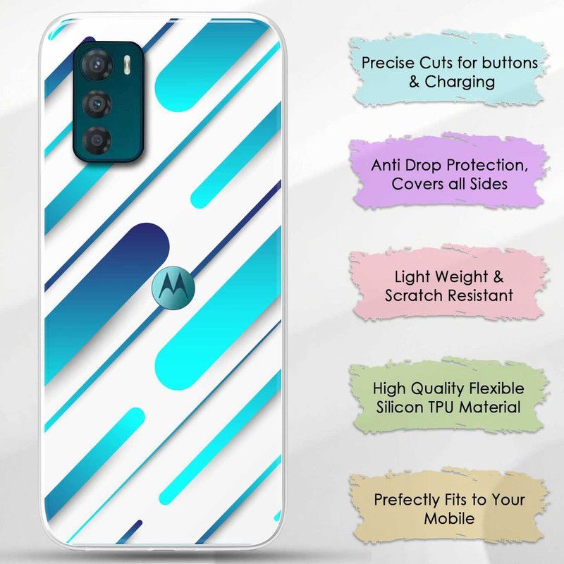 eBoggy Back Cover for Motorola Moto G42  (White, Blue, Silicon, Pack of: 1)