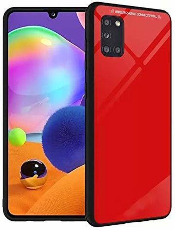 ClickAway Back Cover for Samsung Galaxy A31 Toughened Glass Back Cover  (Red, Flexible, Pack of: 1)
