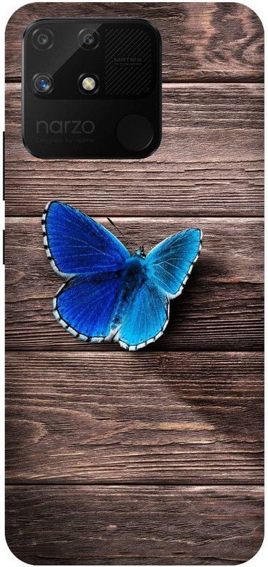 UMPRINT Back Cover for Realme Narzo 50A,RMX3430 Wood Butterfly Printed Back Cover  (Multicolor, Shock Proof, Pack of: 1)