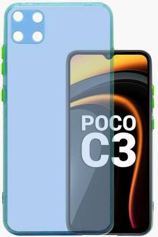 NIMMIKA ENTERPRISES Back Cover for POCO C3  (Blue, Shock Proof, Silicon, Pack of: 1)