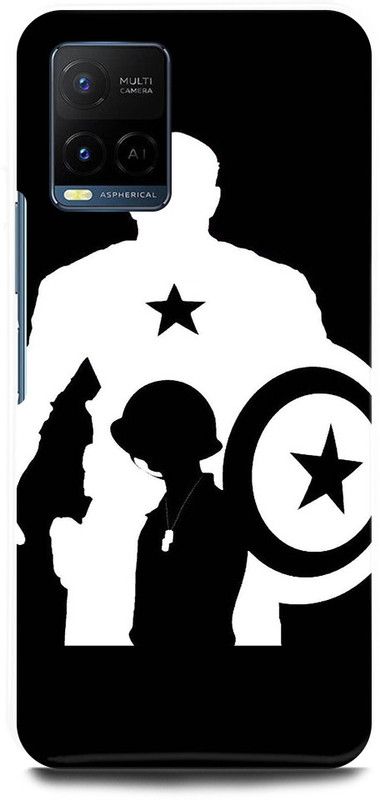 FIKORA Back Cover for Vivo Y21A, V2111, CAPTAIN, AMERICA, AVENGER, AVENGERS, SHIELD  (Black, Hard Case, Pack of: 1)
