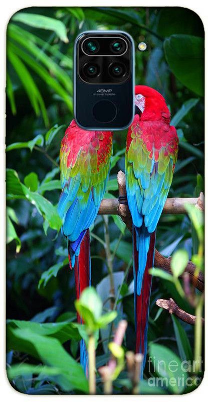 iprinto Back Cover for Mi Redmi Note 9 Parrots Back Cover  (Green, Hard Case, Pack of: 1)