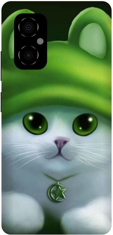 play fast Back Cover for POCO M4 5G, MZB0BRWIN, GREEN, CAP, CAT, CUTE, CAT, MEOW  (Green, Hard Case, Pack of: 1)