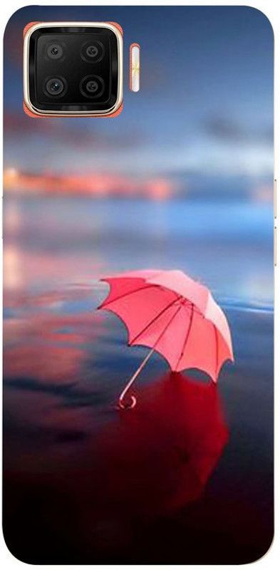 Skyhawk Back Cover for Oppo F17 Pro Blue Background And Pink Umbrella  (Multicolor, Waterproof, Silicon, Pack of: 1)