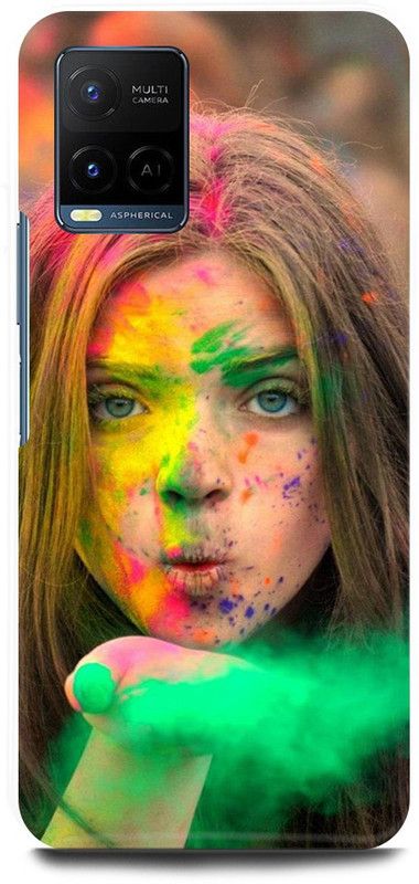 DIKRO Back Cover for Vivo Y33s, V2109, CUTEGIRL, LOVELYGIRL, SWEETGIRL, HOLI, FESTIVAL  (Multicolor, Hard Case, Pack of: 1)