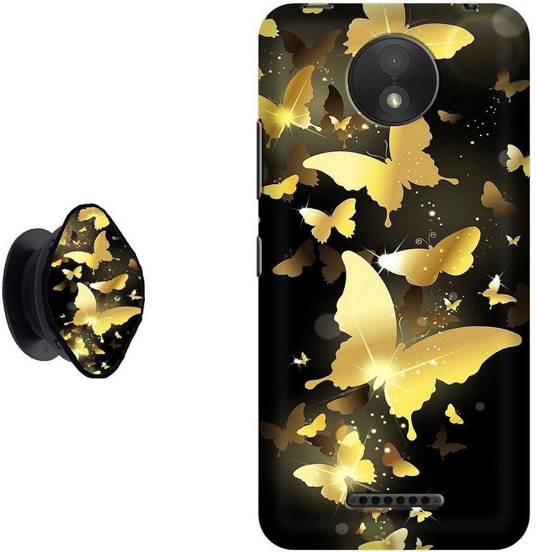 SPBR Back Cover for Motorola Moto C Plus  (Black, Gold)